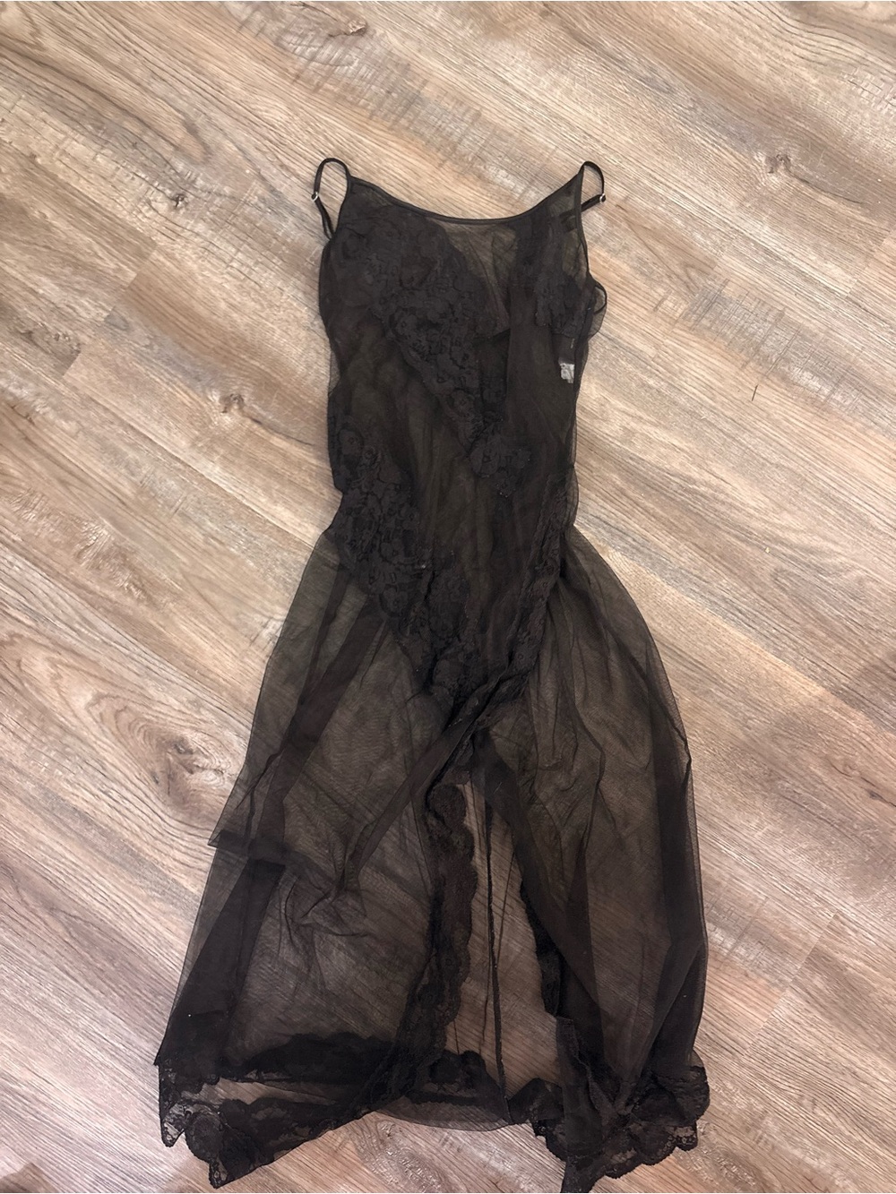 Frederick's of Hollywood Sheer Black Lace Chemise